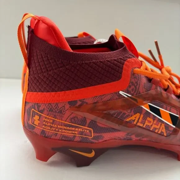 Nike Alpha Menace 4 Elite NRG football cleats red orange FQ4046-600 Mens sz 10.5 - Picture 12 of 14